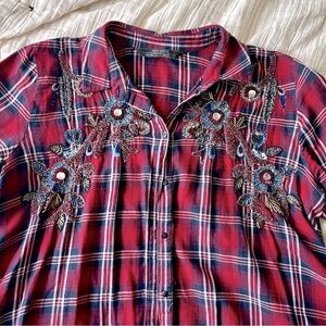 Zara Beaded embroidered Flannel Tunic